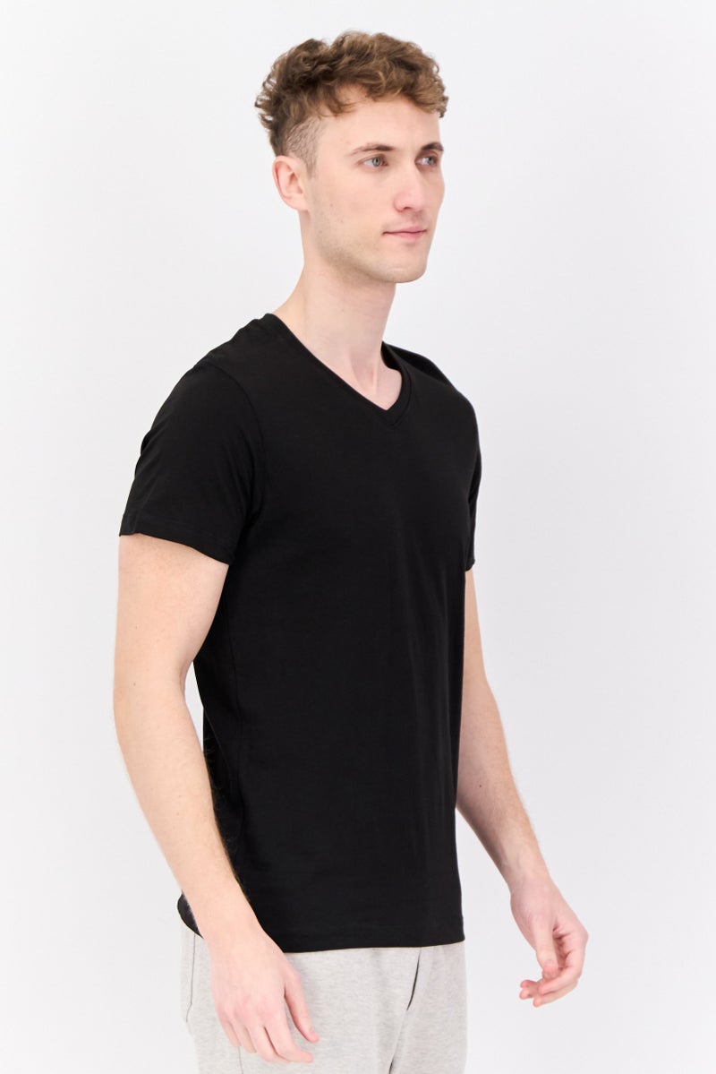 Sergio Tacchini Men 2 Pieces V Neck Short Sleeves Brand Logo Top, Black - Image 2