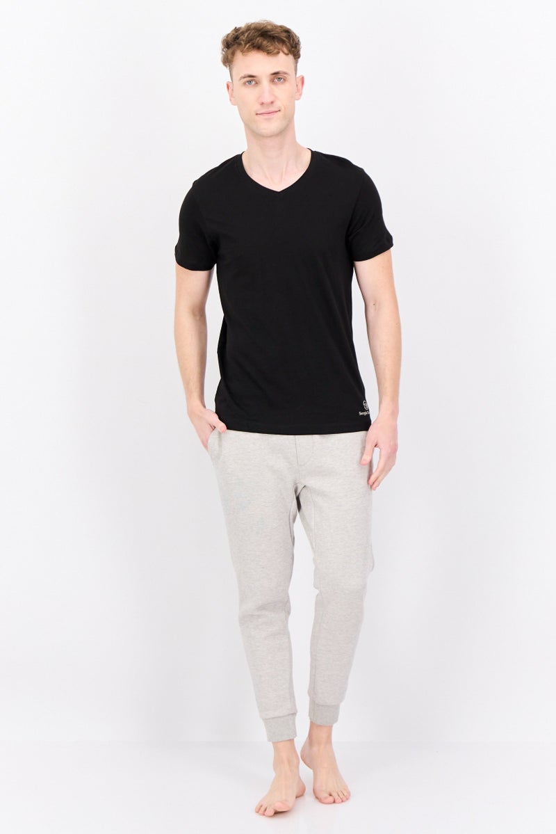 Sergio Tacchini Men 2 Pieces V Neck Short Sleeves Brand Logo Top, Black - Image 3