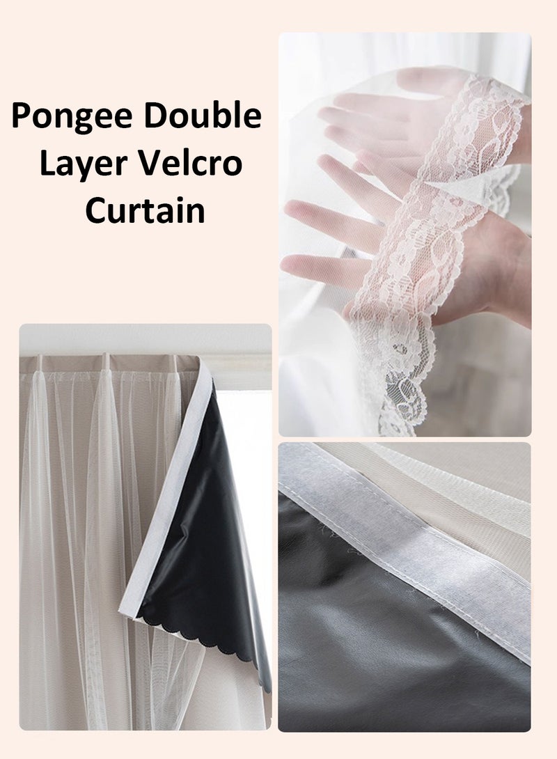 Velcro Curtains With Sheer, No Drill Curtain, 100% Blackout, 1 Panel, Fits Windows 100–130 cm Wide (Dark Beige W200 × H200 cm) - Image 5