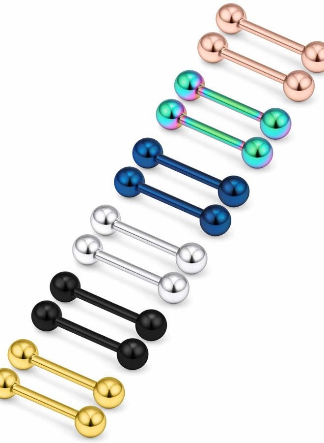 Ftovosyo 12PCS 12G 316L Stainless Steel Externally Threaded PA Tongue Shield Barbell Ring Bar Body Piercing Jewelry Retainer 12mm Mix Color - Image 3