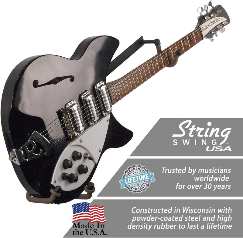 String Swing CC151-LPN-FW Horizontal Low-Profile Narrow-Body Guitar Holder for Flat Wall Mount - 1 Piece Unit - Image 2