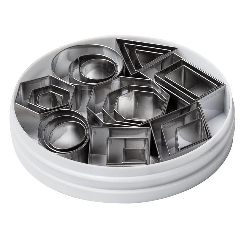 Ateco Plain Edge Geometric Shapes Cutters in Graduated Sizes, Stainless Steel, 24 Pc Set - Image 1