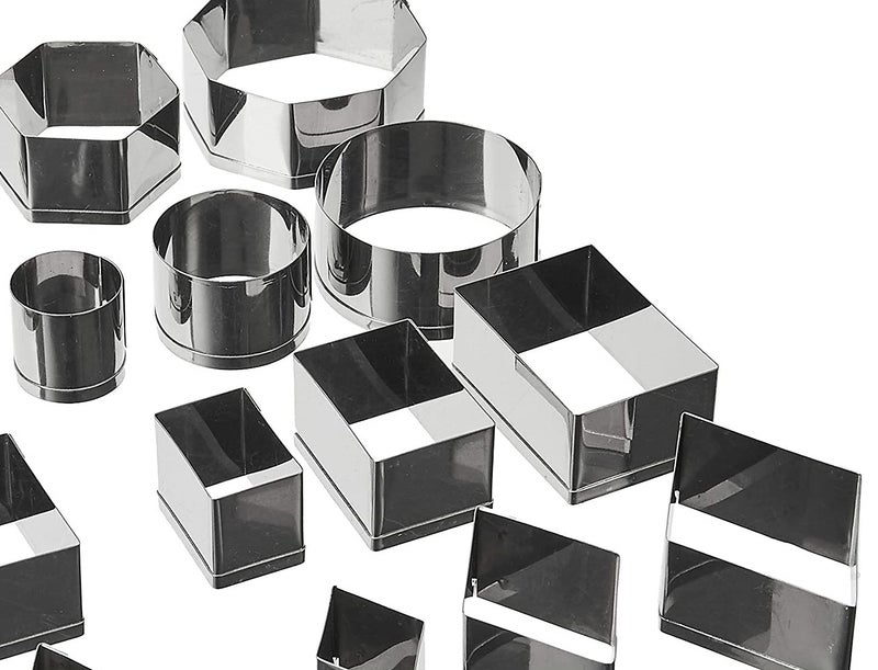 Ateco Plain Edge Geometric Shapes Cutters in Graduated Sizes, Stainless Steel, 24 Pc Set - Image 2