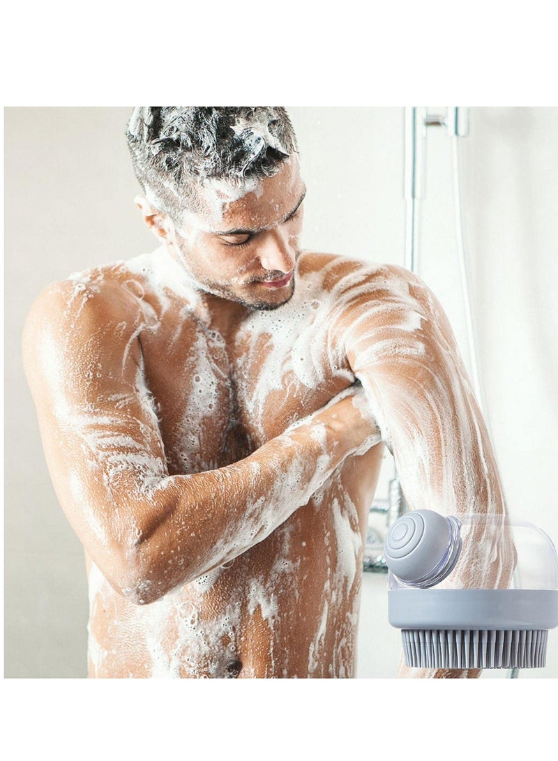 Silicone Body Brush Shower Scrubber with Gel Dispenser Function 2Pack Soft Bath Massage Do Couro Cabeludo - Escova De Cabelo Chuveiro Grey - Image 3