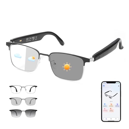 Tulbeys Smart Glasses with AI Translator, Real-Time Translation Glasses Polarized, Photochromic Lenses with Simultaneous Interpretation, language translator for Men Women Supports 160+ Languages(Silver) - Image 1