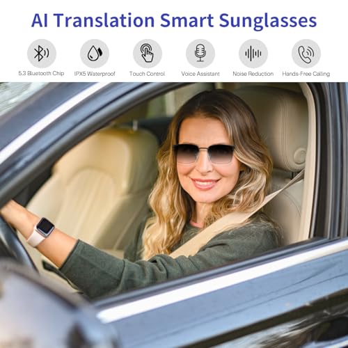 Tulbeys Smart Glasses with AI Translator, Real-Time Translation Glasses Polarized, Photochromic Lenses with Simultaneous Interpretation, language translator for Men Women Supports 160+ Languages(Silver) - Image 2