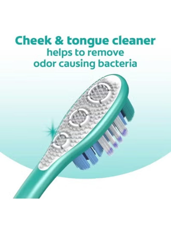 Colgate 360 Whole Mouth Clean Twin Toothbrush, 360° Cleaning Design, Tongue & Cheek Cleaner, Pack of 3 Twin Packs