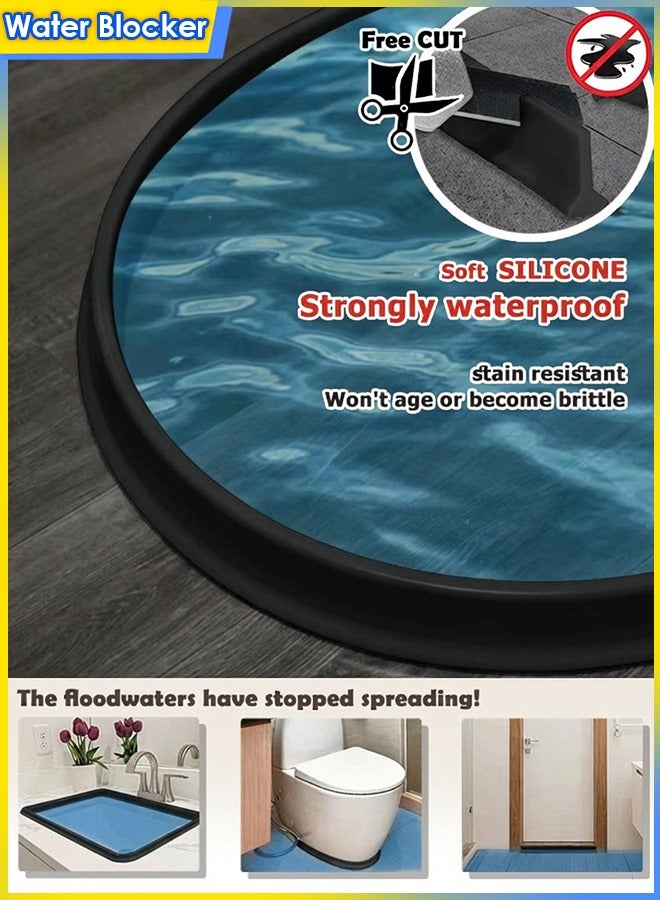 1/2/3pcs Silicone Water Retaining Strip, Bathroom Waterproof Strip, Strip - Self-Adhesive Water Blocker,  Dry-Wet Separation Seal, water dam barrier, Flexible Water Blocker for Shower Threshold/Kitchen Sink/Washing Machine, 1.6*3*100CM Black - Image 1