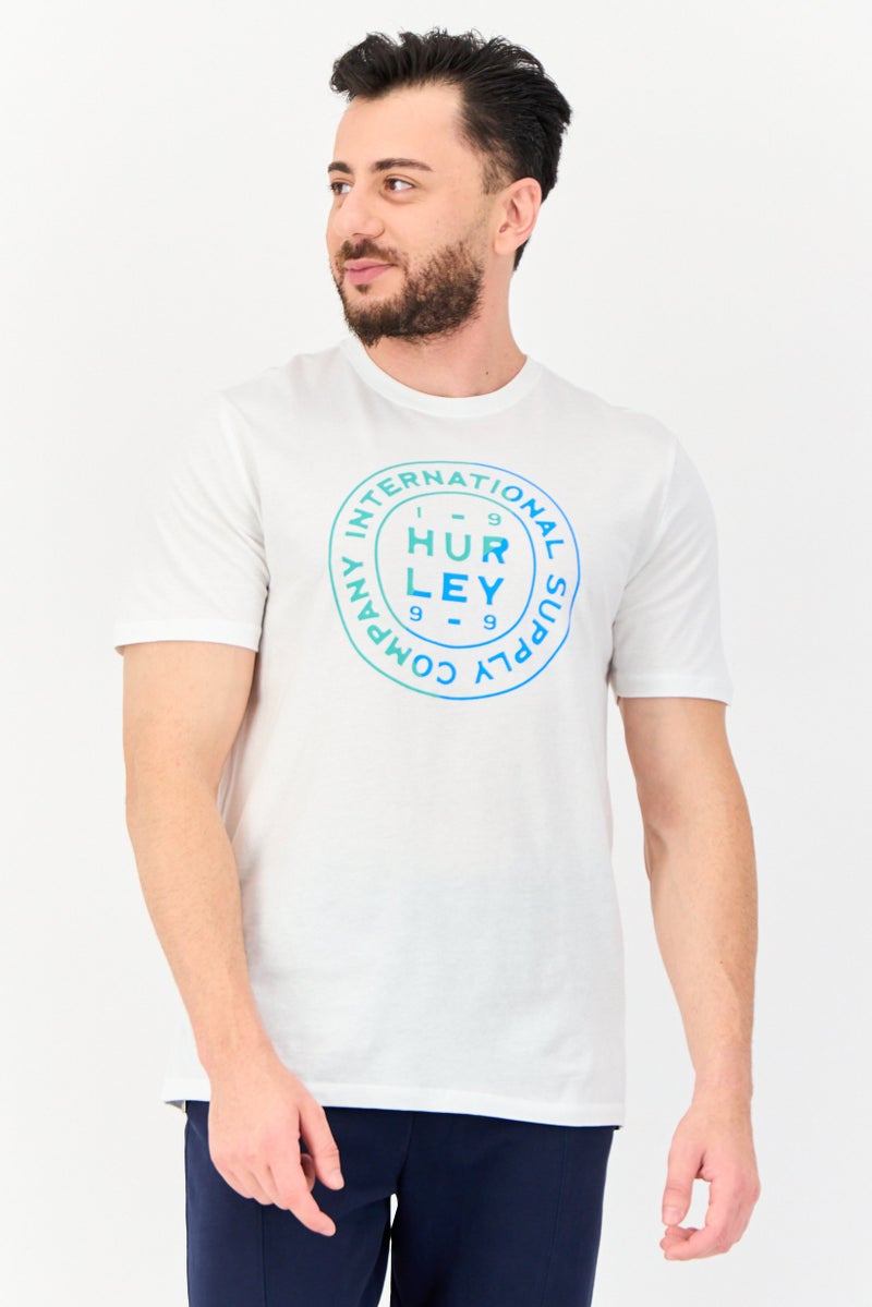 Hurley Men Sportswear Fit Short Sleeves Outdoor T-Shirt, White - Image 1