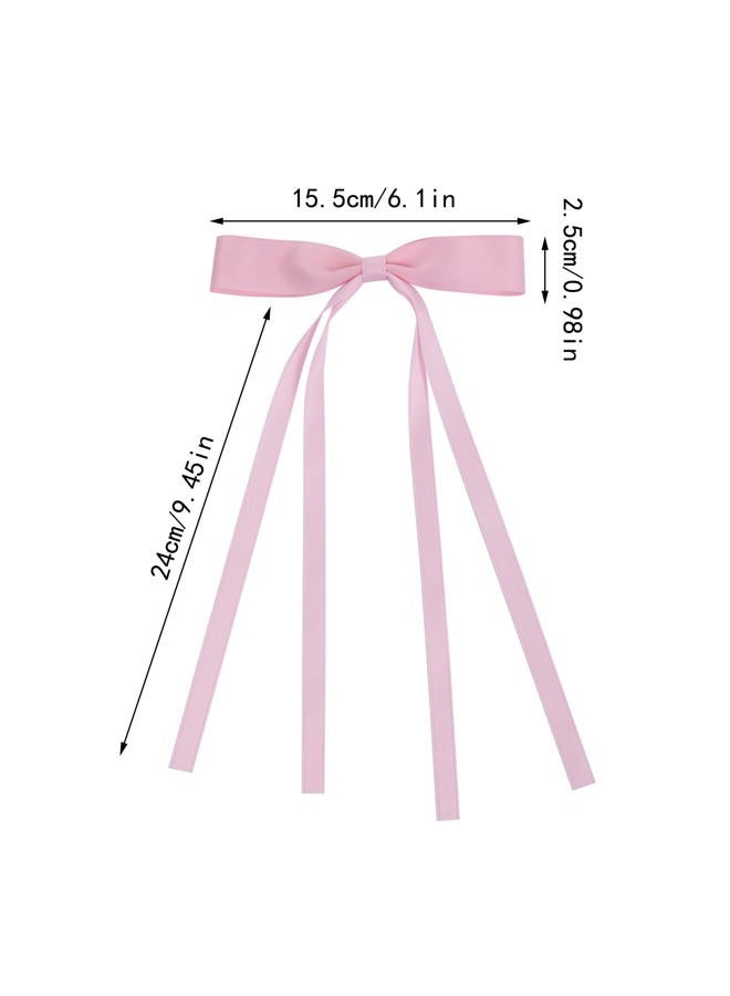 WORTL Hair Bows Clips Coquette Ribbon Bowknot with Long Tail Princess Hair Bows French Barrettes Hair Accessories for Women Girls 16PCS (Pink, White) - Image 2
