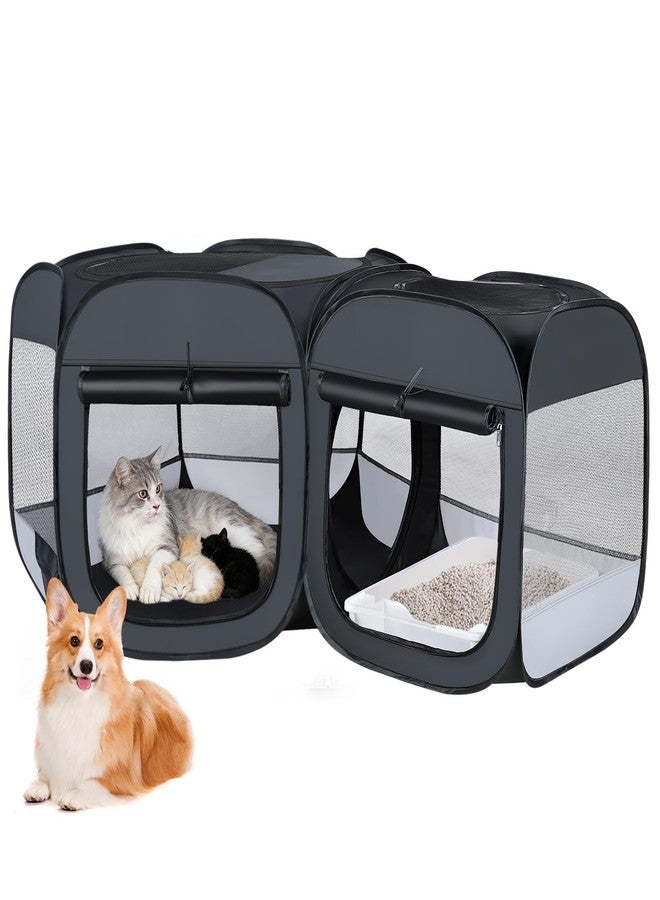 Wn's Day Portable cat playpen, 2-in-1 Dog playpen Indoor, Puppy Dog Play Pen for Indoors, cat cage Crate for Dogs Indoor, Independently Usable cat Tents for Indoor Cats, Collapsible pet playpen(Large) - Image 1