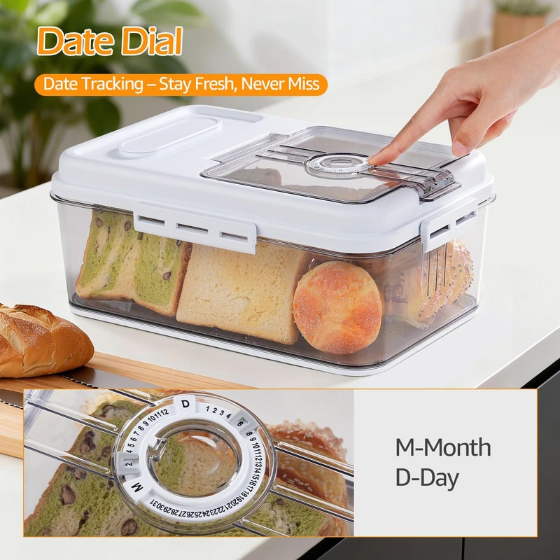 Dynta Bread Box for Homemade Bread for Kitchen Counter Airtight, Time Recording Bread Storage Container with Lid, Bread Keeper for Toast, Bagel, Donut and Cookies, 2 Pack - Image 5