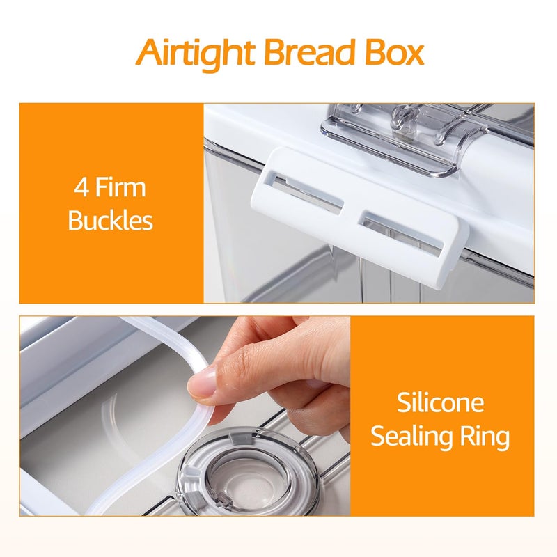 Dynta Bread Box for Homemade Bread for Kitchen Counter Airtight, Time Recording Bread Storage Container with Lid, Bread Keeper for Toast, Bagel, Donut and Cookies, 2 Pack - Image 4
