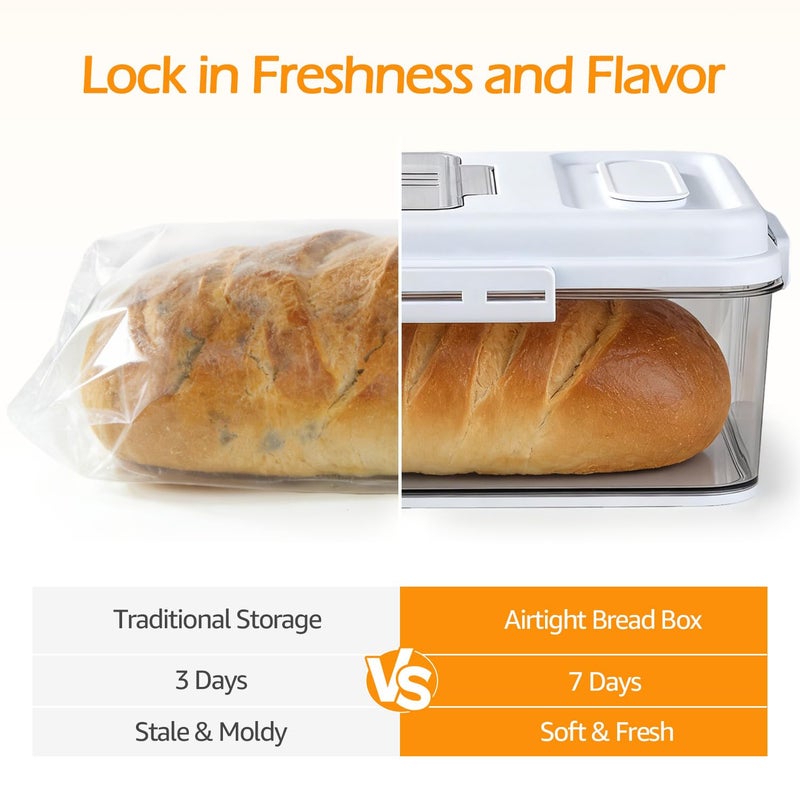 Dynta Bread Box for Homemade Bread for Kitchen Counter Airtight, Time Recording Bread Storage Container with Lid, Bread Keeper for Toast, Bagel, Donut and Cookies, 2 Pack - Image 3