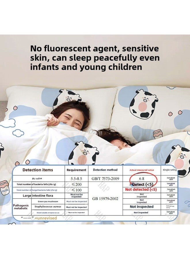 Disposable Bed Sheet Quilt Cover Pillowcase Bed Hat Four-piece Set Double Dirty-isolating Household Winter Extra-large Thickened Hotel Supplies-Color:Double Suit [white Bear] Get Two Pairs Of Socks With Your Purchase  - Image 5