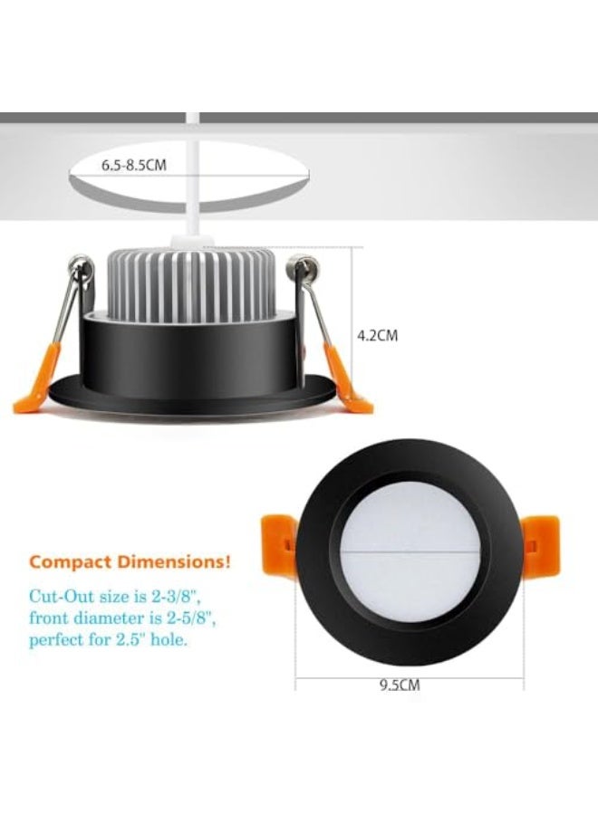 Luckam أضواء LED مدمجة 5 واط، أضواء سقف قابلة للتعتيم 6000 كيلفن بيضاء، أضواء دائرية للمخيم، RV، القارب، المنزل المتنقل، المطبخ، الحمام، الممر، للاستخدام الداخلي، عبوة 4، سوداء - Image 5