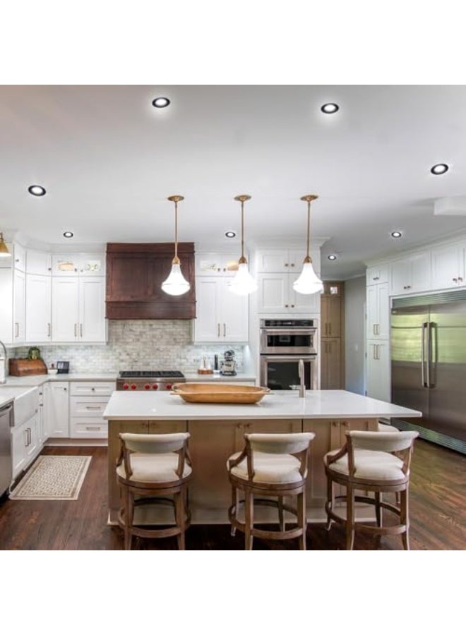 Luckam أضواء LED مدمجة 5 واط، أضواء سقف قابلة للتعتيم 6000 كيلفن بيضاء، أضواء دائرية للمخيم، RV، القارب، المنزل المتنقل، المطبخ، الحمام، الممر، للاستخدام الداخلي، عبوة 4، سوداء - Image 3