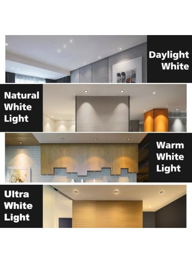 Luckam أضواء LED مدمجة 5 واط، أضواء سقف قابلة للتعتيم 6000 كيلفن بيضاء، أضواء دائرية للمخيم، RV، القارب، المنزل المتنقل، المطبخ، الحمام، الممر، للاستخدام الداخلي، عبوة 4، سوداء - Image 2
