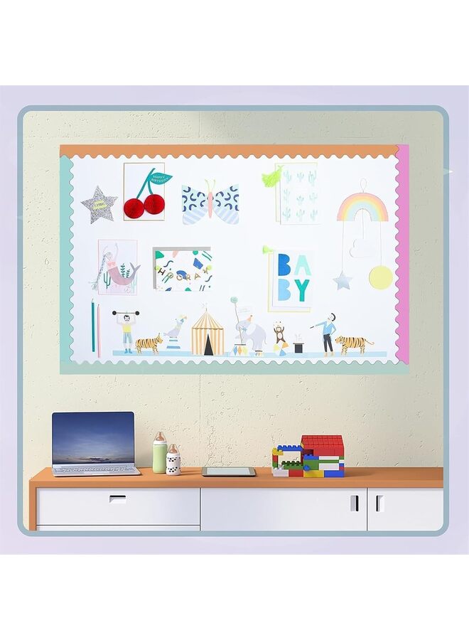 لفات 32.8 قدم حدود لوحات الإعلانات الصفية، حواف لوحة الإعلانات الملونة، ديكورات الفصول الدراسية المقاومة للماء (اللون: أنيق؟ - Image 5