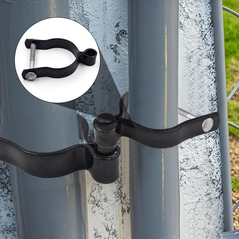 Zhupoub (4 Pack) 2-7/8"" Pressed Steel Chain Link Fence Gate Post Hinge, Chain Link Fence Female Hinge, With Nut/Bolt - Black - Image 3