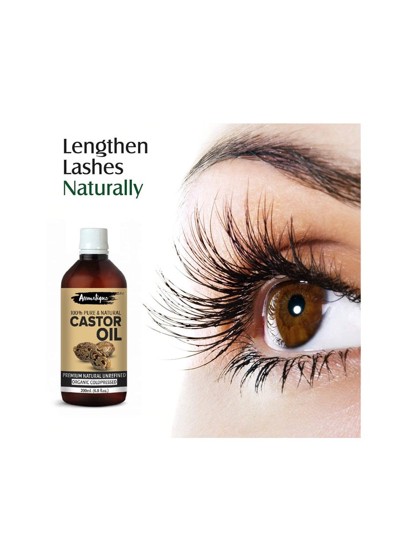 AROMATIQUE Cold Pressed Castor Oil for Skin, Hair and Eyelashes, Skincare Moisturizer (200 ml) - Image 4