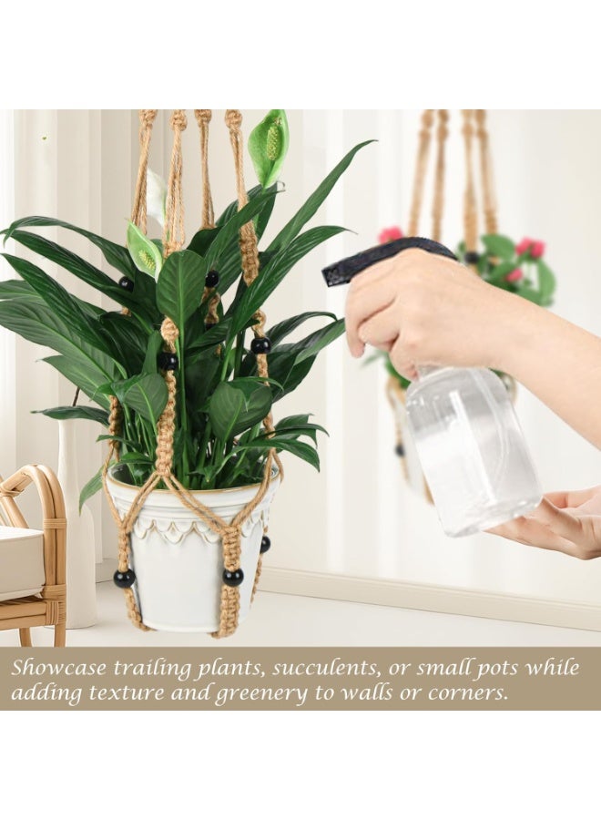 WALALLA 3 Pack Plant Hanger Indoor Hanging Planter Basket with Wood Beads, 35 Inch No Tassels Decorative Flower Pot Holder, Boho Hanging Planters for Indoor Outdoor Balcony Living Room Patio Window Home Decor, Pots Not Included - Image 3