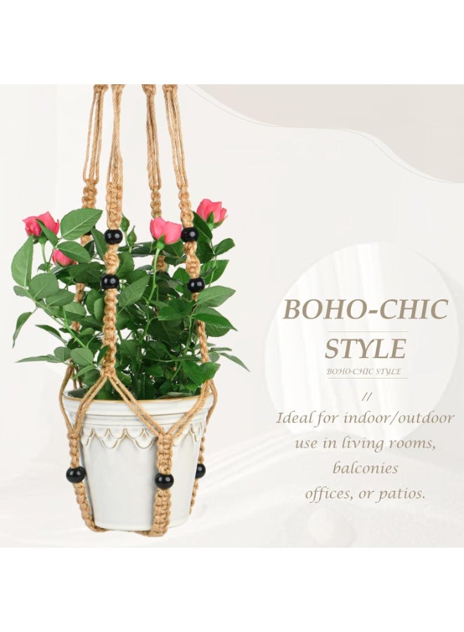 WALALLA 3 Pack Plant Hanger Indoor Hanging Planter Basket with Wood Beads, 35 Inch No Tassels Decorative Flower Pot Holder, Boho Hanging Planters for Indoor Outdoor Balcony Living Room Patio Window Home Decor, Pots Not Included - Image 2