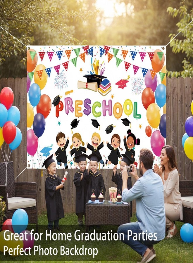 Yuleglowix Kindergarten Graduation Decorations Preschool Graduate Banner Backdrop for Prek Congrats Grad Background Class of 2026 Congratulations Grad Party Decorations Photo Booth Props Supplies 71x44 Inch - Image 5