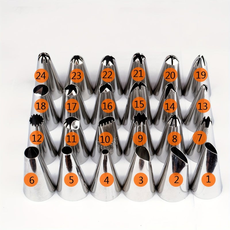 10 Pcs Pastry Nozzle Set Silvery Stainless Steel Cake Decorating Tips Reusable Removable Cream Frosting Dessert Piping Nozzles - Image 1