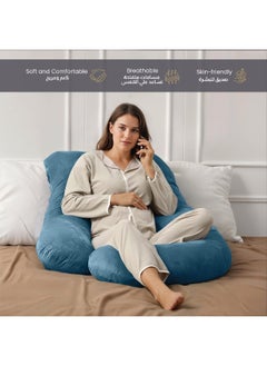 Rest Premium Velvet G Shaped Pregnancy Pillow 70X140Cm Maternity Full Body Pillow For Pregnant Women For Back , Hip , Neck And Knee Support With Removal Cover , Teal  - Image 4
