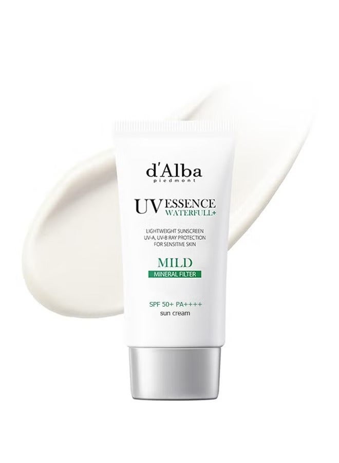 d'alba Piedmont Waterfull Mild Sunscreen, Vegan Skincare, Mineral Sunscreen With Spf 50+ Pa++++, Non-Nano Sunscreen Suitable For Sensitive Skin, Gentle And Light Finish - Image 1