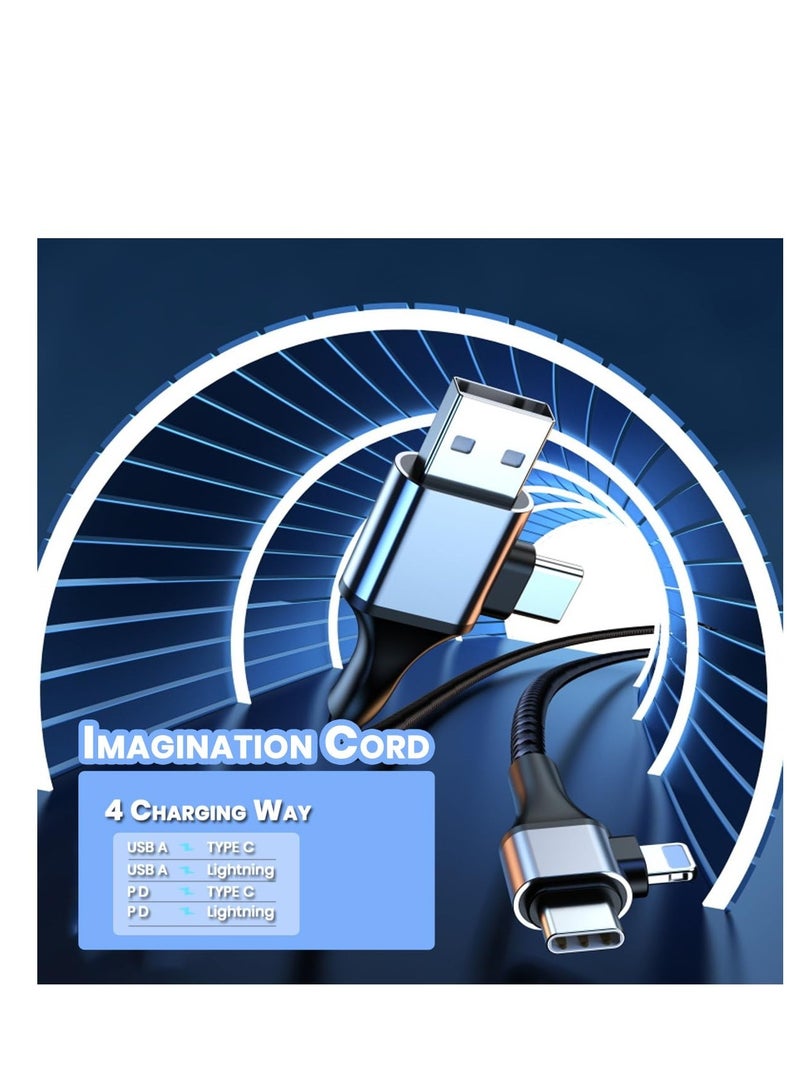 Excefore كابل USB C، كابل USB عالمي 4 في 1، سلك شاحن سفر بطول 6 أقدام، سلك شحن سريع PD Type C إلى C ذكر إلى ذكر، مع نقل بيانات بسرعة 480 ميجابت في الثانية، كابل شحن عالمي للهاتف والكمبيوتر - Image 5