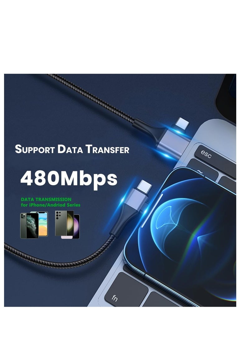 Excefore كابل USB C، كابل USB عالمي 4 في 1، سلك شاحن سفر بطول 6 أقدام، سلك شحن سريع PD Type C إلى C ذكر إلى ذكر، مع نقل بيانات بسرعة 480 ميجابت في الثانية، كابل شحن عالمي للهاتف والكمبيوتر - Image 3