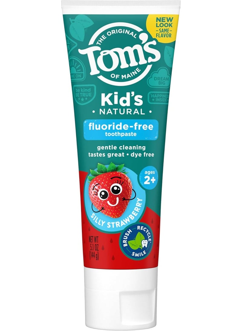 Tom's of Maine Natural Children's Toothpaste, Fluoride-Free, Silly Strawberry, 5.1 oz (144 g) - Image 1