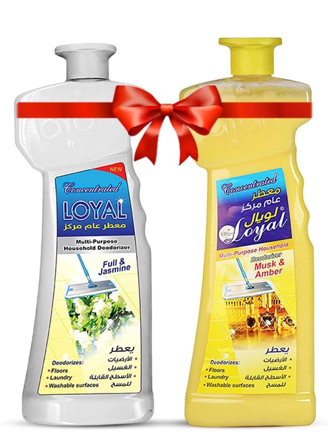 لويال معطر جو منزلي متعدد الاستخدامات، عبوتان سعة 700 مل، برائحة المسك والعنبر + الياسمين الكامل