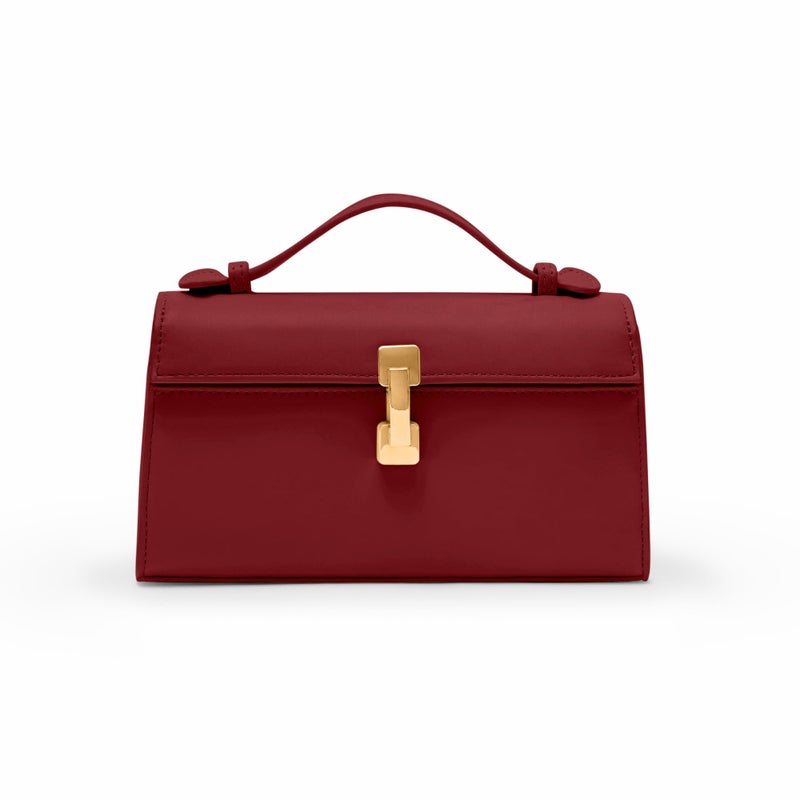 Apryl Clutch Purses for Women - Small Evening Bag - Trendy Top Handle Purse - Adjustable Crossbody Handbag PU Leather - Dark Red - Image 1