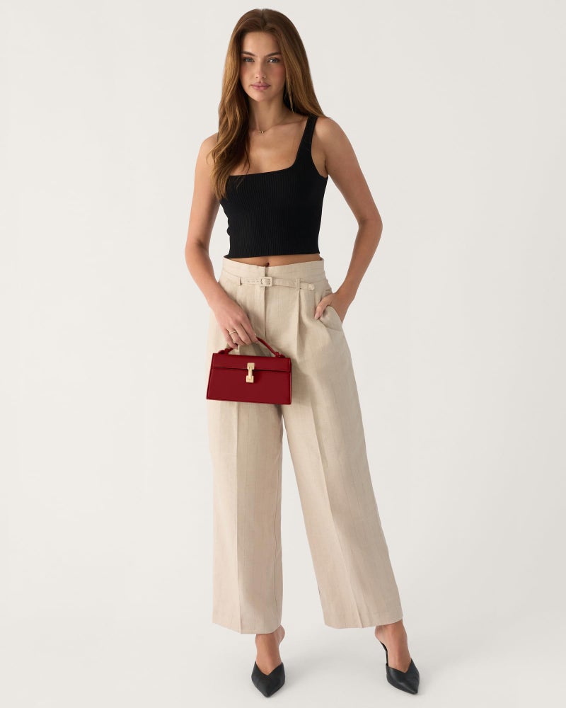 Apryl Clutch Purses for Women - Small Evening Bag - Trendy Top Handle Purse - Adjustable Crossbody Handbag PU Leather - Dark Red - Image 5
