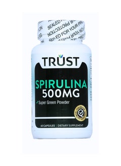Trust Trust Spirulina super green powder Antioxidant and Anti-Inflammatory helps Lower bad cholesterol Blood Pressure and helps against anemia 500 mg 60 caps  - Image 1