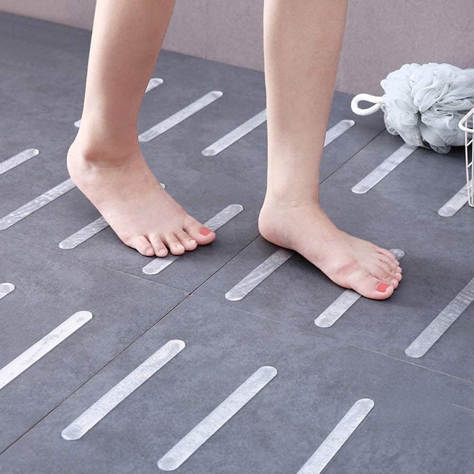 PEVA SAFETY ANTI SLIP ADHESIVE SHOWER STICKERS STRIPS TREADS WITH SCRAPE FOR ADULTS AND KIDS 50 PIECES