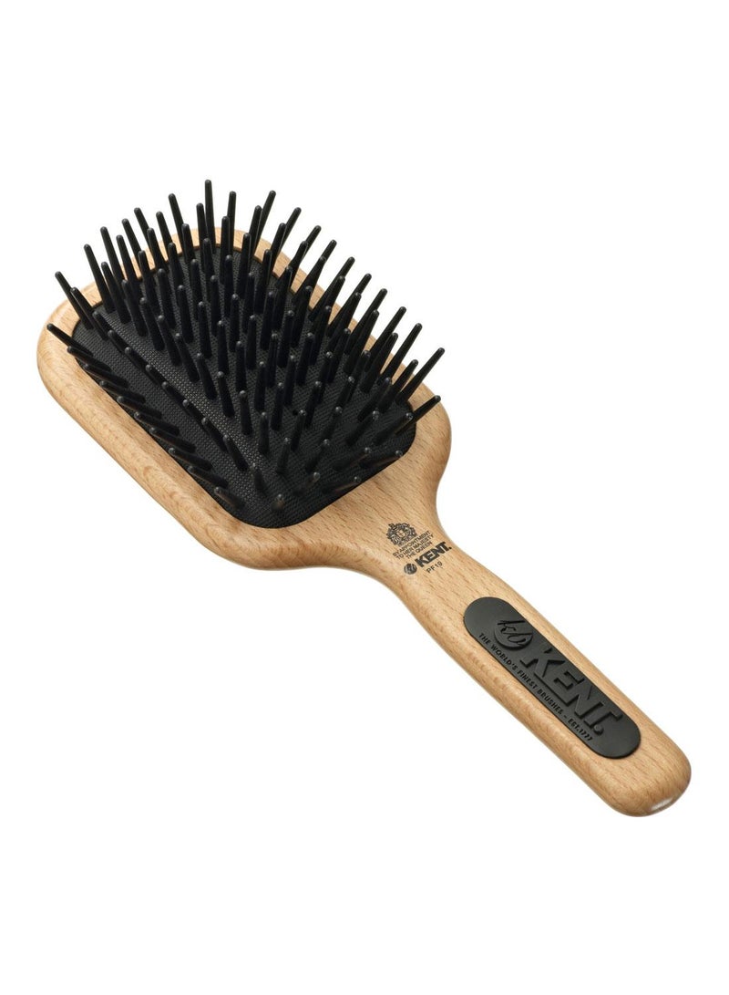 KENT PF19 Large Quill Paddle Wooden Hair Brush - Air-Cushioned Rubber Pad for Detangling and Straightening - Ideal for Medium to Thick Hair - Image 1