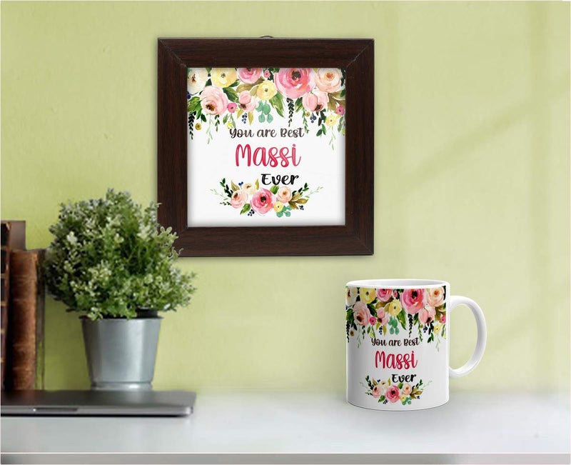 Khakee Khakee You are Best Massi Printed Blue Coffee Mug 325 ml and Poster Frame6x6 Gift for Massi BirthdayAnniversary - Image 2