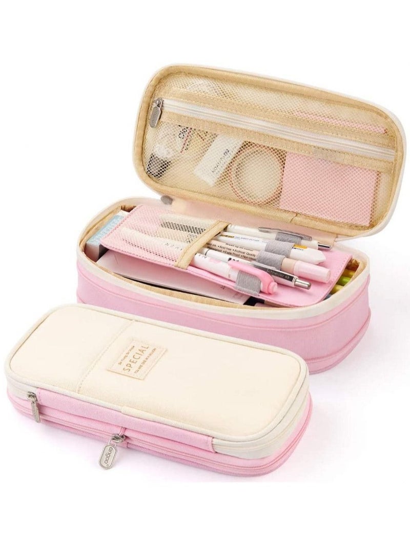 Large Capacity Pencil Case, Office College School Storage Bag, Large Capacity Storage Bag, Bag Rack Box Storage Box - Pink