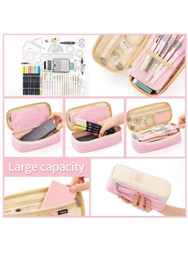 Large Capacity Pencil Case, Office College School Storage Bag, Large Capacity Storage Bag, Bag Rack Box Storage Box - Pink