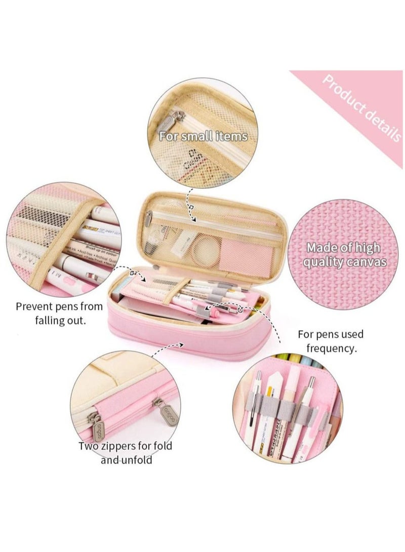 Large Capacity Pencil Case, Office College School Storage Bag, Large Capacity Storage Bag, Bag Rack Box Storage Box - Pink