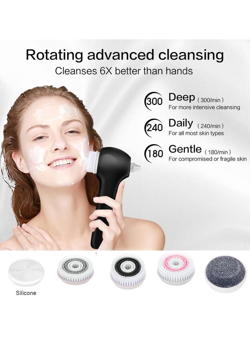 Arabest Face Scrubber Exfoliator with LCD Screen,Rechargeable Facial Cleansing Brush IPX7 Waterproof 3 in 1 Blackhead Remover Vacuum for Exfoliating,Massaging and Deep Pore Cleansing (Jet Black) - Image 3