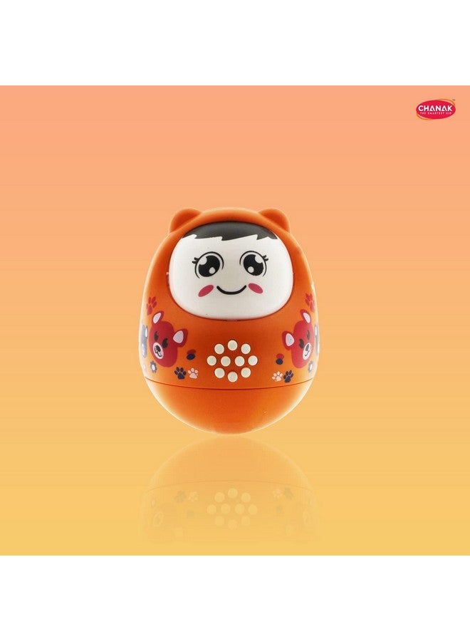 MKY Toys Musical Roly Poly Toy, Non-Toxic BPA Free Plastic Toy, Suitable for Kids Above 3 Months, Proudly Made in India (Orange) - Image 2
