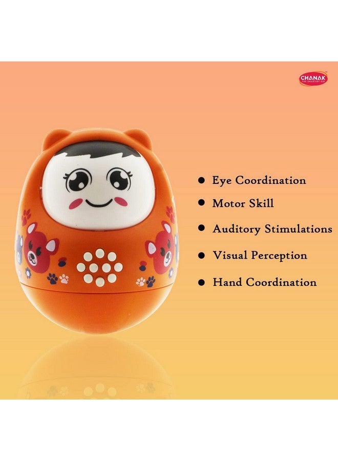 MKY Toys Musical Roly Poly Toy, Non-Toxic BPA Free Plastic Toy, Suitable for Kids Above 3 Months, Proudly Made in India (Orange) - Image 3