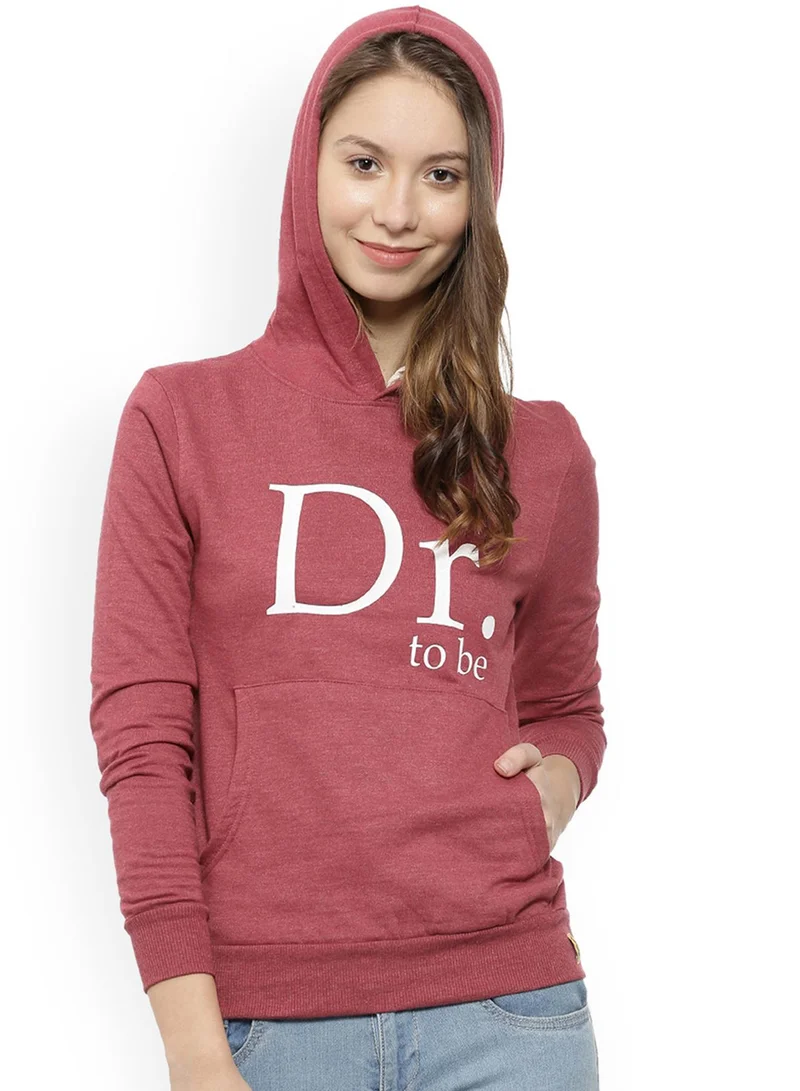 كامبوس سوترا هودي نسائي بطبعة طبيبة المستقبل بلون أحمر طوبي