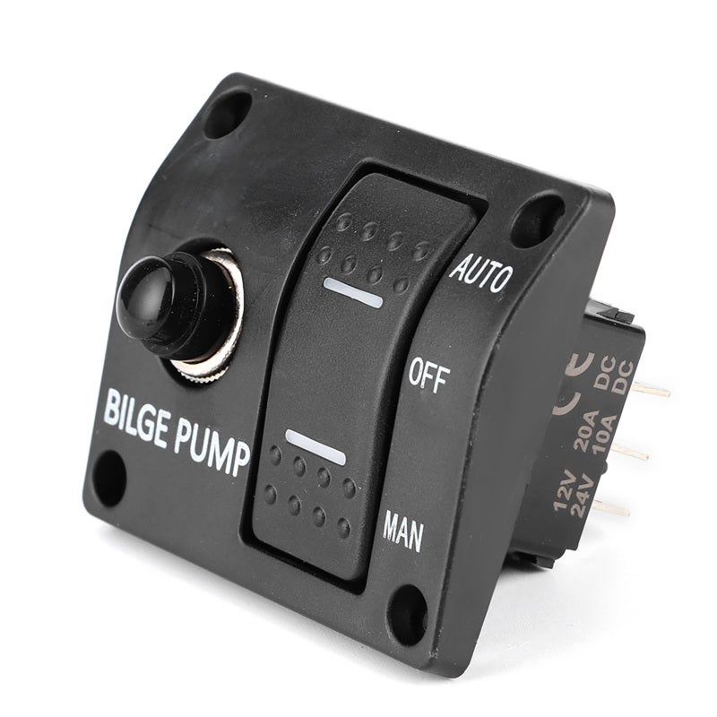 لوحة مفاتيح مضخة الآسن 12V 24V DC تحكم يدوي إيقاف تلقائي - حامل فيوز مدمج مفتاح متأرجح بإضاءة خلفية لمضخة آسن القوارب البحرية - Image 4