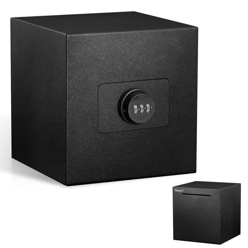 hicocool Piggy Bank for Adults Password Stainless Steel Reusable Piggy Bank, Metal Money Box with Lock, Unbreakable Money Saving Box for Cash Saving(5.9 inch, Black) - Image 1